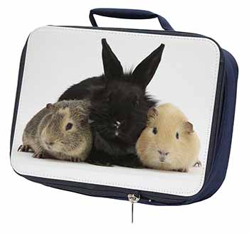 Rabbit and Guinea Pigs Print Navy Insulated School Lunch Box/Picnic Bag