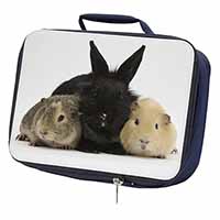 Rabbit and Guinea Pigs Print Navy Insulated School Lunch Box/Picnic Bag