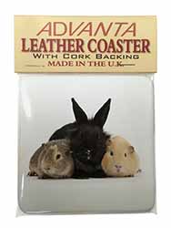 Rabbit and Guinea Pigs Print Single Leather Photo Coaster