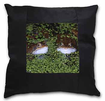 Pond Frogs Black Satin Feel Scatter Cushion