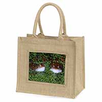 Pond Frogs Natural/Beige Jute Large Shopping Bag