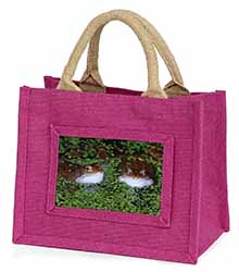 Pond Frogs Little Girls Small Pink Jute Shopping Bag
