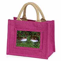 Pond Frogs Little Girls Small Pink Jute Shopping Bag