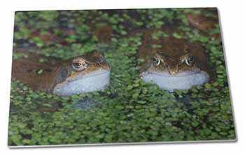 Large Glass Cutting Chopping Board Pond Frogs