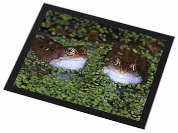Pond Frogs Black Rim High Quality Glass Placemat