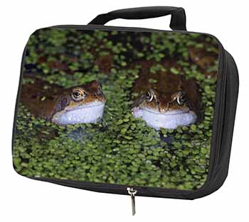 Pond Frogs Black Insulated School Lunch Box/Picnic Bag