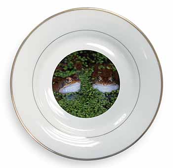 Pond Frogs Gold Rim Plate Printed Full Colour in Gift Box