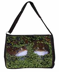 Pond Frogs Large Black Laptop Shoulder Bag School/College