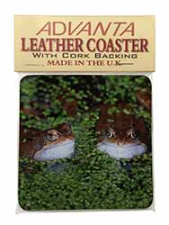 Pond Frogs Single Leather Photo Coaster