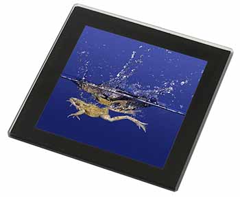 Diving Frog Black Rim High Quality Glass Coaster