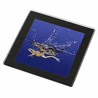 Diving Frog Black Rim High Quality Glass Coaster