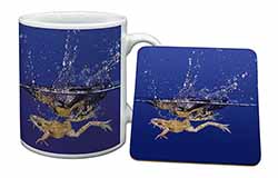 Diving Frog Mug and Coaster Set