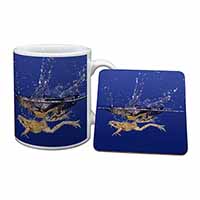 Diving Frog Mug and Coaster Set