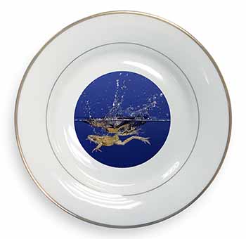 Diving Frog Gold Rim Plate Printed Full Colour in Gift Box