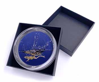 Diving Frog Glass Paperweight in Gift Box