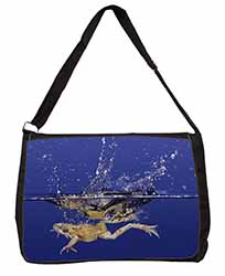 Diving Frog Large Black Laptop Shoulder Bag School/College