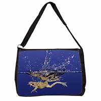 Diving Frog Large Black Laptop Shoulder Bag School/College