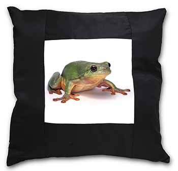 Tree Frog Reptile Black Satin Feel Scatter Cushion