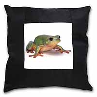 Tree Frog Reptile Black Satin Feel Scatter Cushion