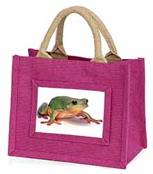 Tree Frog Reptile Little Girls Small Pink Jute Shopping Bag