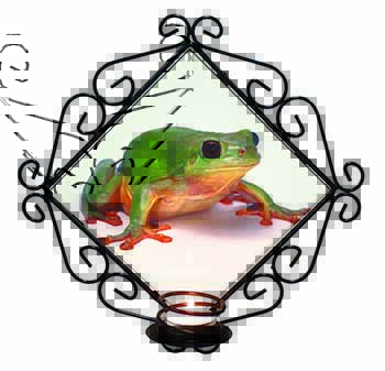 Tree Frog Reptile Wrought Iron Wall Art Candle Holder