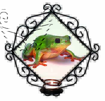 Tree Frog Reptile Wrought Iron Wall Art Candle Holder
