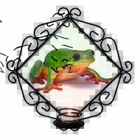 Tree Frog Reptile Wrought Iron Wall Art Candle Holder