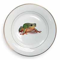 Tree Frog Reptile Gold Rim Plate Printed Full Colour in Gift Box