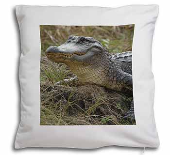 Crocodile Print Soft White Velvet Feel Scatter Cushion