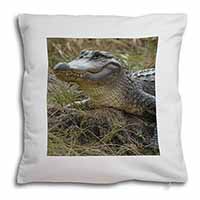 Crocodile Print Soft White Velvet Feel Scatter Cushion