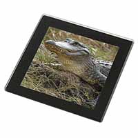 Crocodile Print Black Rim High Quality Glass Coaster