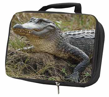 Crocodile Print Black Insulated School Lunch Box/Picnic Bag