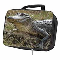 Crocodile Print Black Insulated School Lunch Box/Picnic Bag