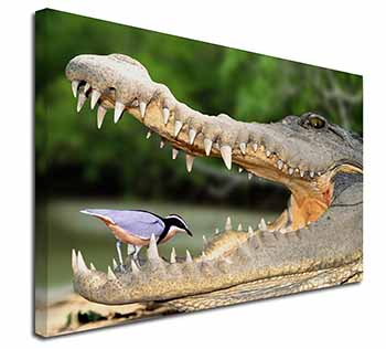 Nile Crocodile, Bird in Mouth Canvas X-Large 30"x20" Wall Art Print