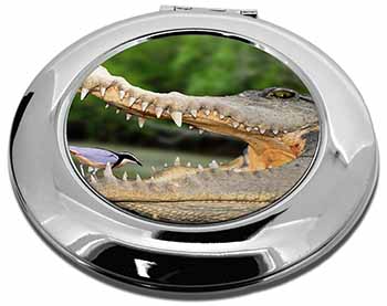 Nile Crocodile, Bird in Mouth Make-Up Round Compact Mirror