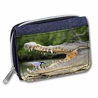 Nile Crocodile, Bird in Mouth Unisex Denim Purse Wallet