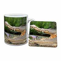 Nile Crocodile, Bird in Mouth Mug and Coaster Set