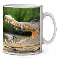 Nile Crocodile, Bird in Mouth Ceramic 10oz Coffee Mug/Tea Cup