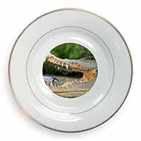 Nile Crocodile, Bird in Mouth Gold Rim Plate Printed Full Colour in Gift Box