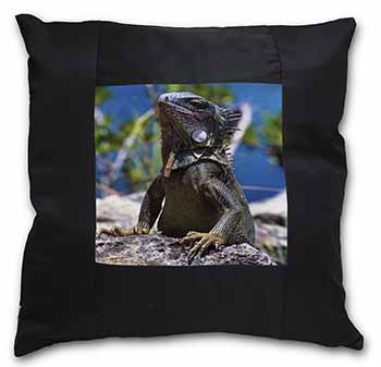 Lizard Black Satin Feel Scatter Cushion