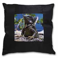 Lizard Black Satin Feel Scatter Cushion