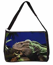 Iguana Lizard Large Black Laptop Shoulder Bag School/College