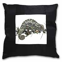 Chameleon Lizard Black Satin Feel Scatter Cushion