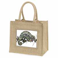 Chameleon Lizard Natural/Beige Jute Large Shopping Bag