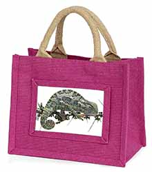 Chameleon Lizard Little Girls Small Pink Jute Shopping Bag