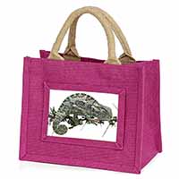 Chameleon Lizard Little Girls Small Pink Jute Shopping Bag