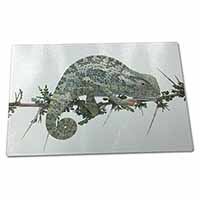 Large Glass Cutting Chopping Board Chameleon Lizard