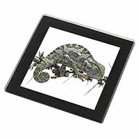 Chameleon Lizard Black Rim High Quality Glass Coaster