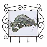 Chameleon Lizard Wrought Iron Key Holder Hooks