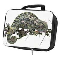 Chameleon Lizard Black Insulated School Lunch Box/Picnic Bag